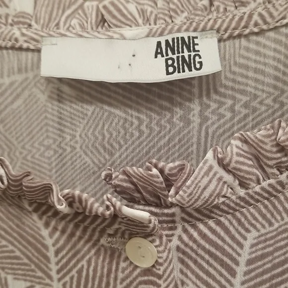 💕ANINE BING💕 Geometric Print Mini Dress ~ Charcoal XS